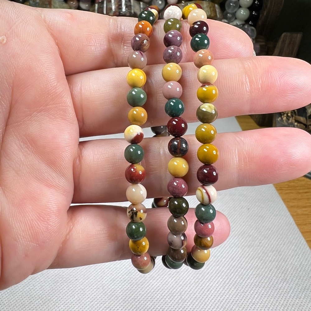 5.3mm Alashan Agate Multicolor Beaded 3 Laps Bracelet Or Necklace Natural Quartz - Picture 8 of 11